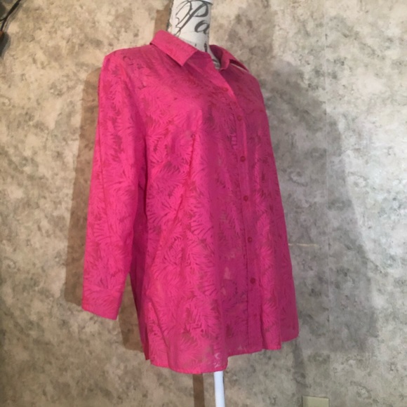 Christopher Banks 3/4 Sleeve Pink Fern Blouse - Picture 5 of 8